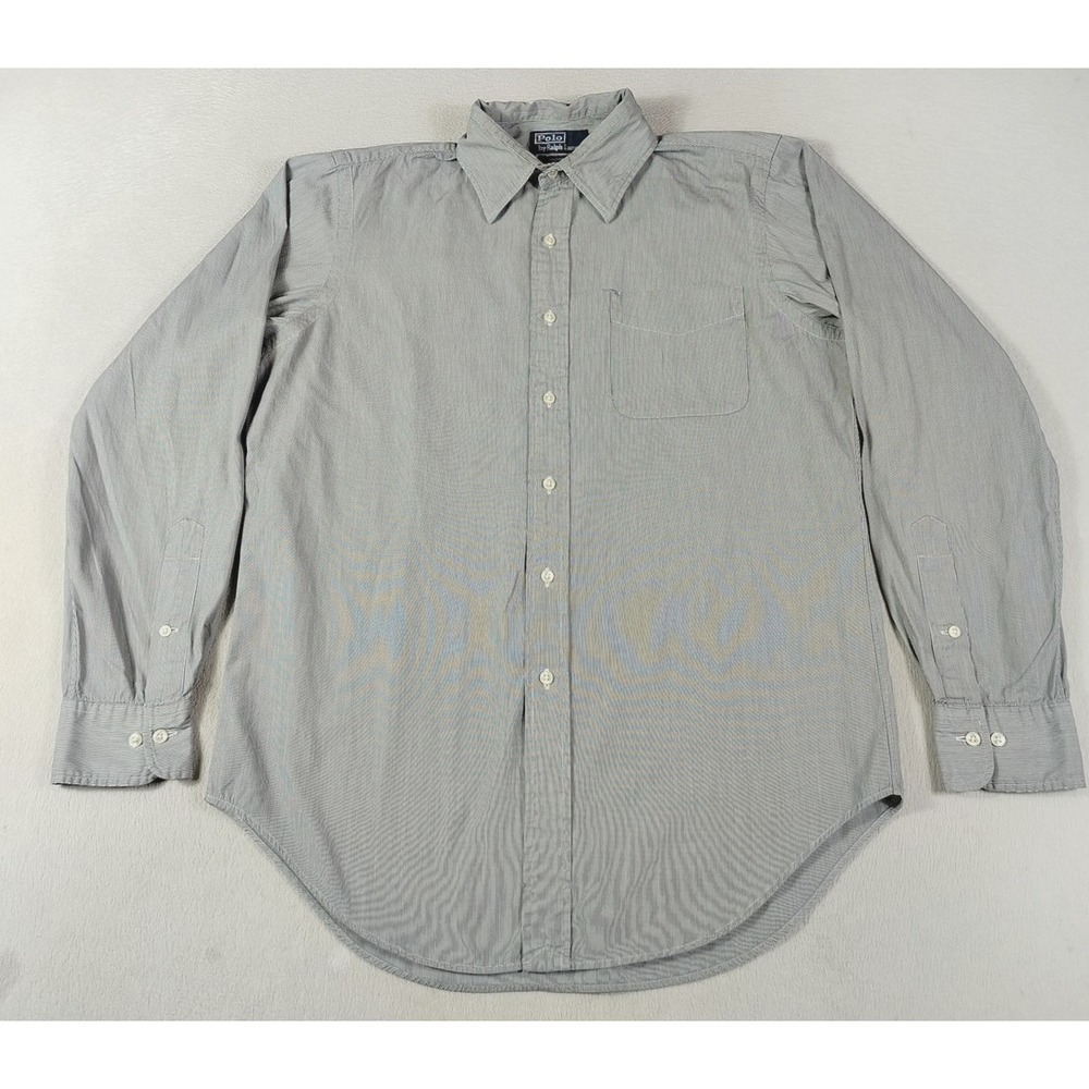 Vintage Polo Ralph Lauren Dress Shirt Mens 15.5 34/35 Gray Andrew Classic Fit